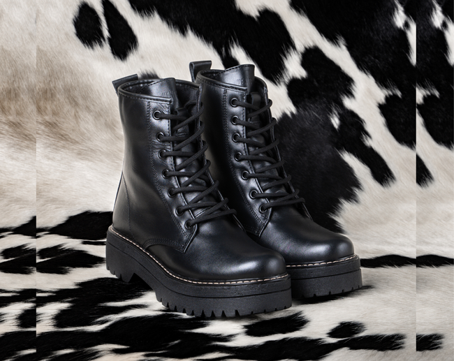 Combat Boots Puro Cuero Negro