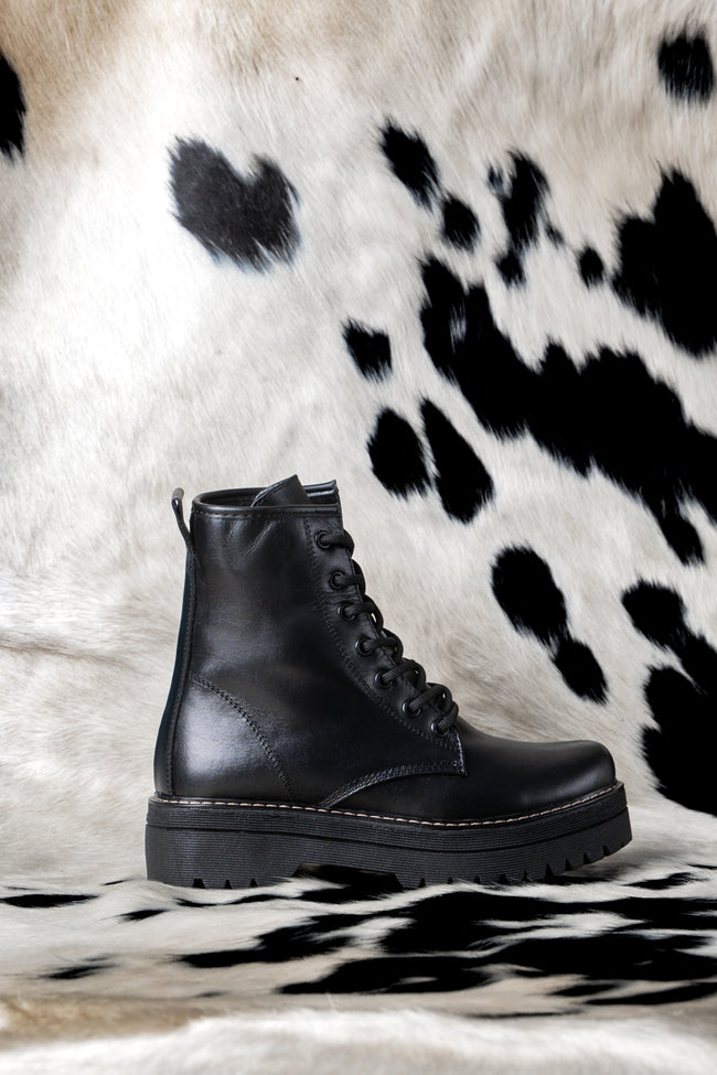 Combat Boots Puro Cuero Negro