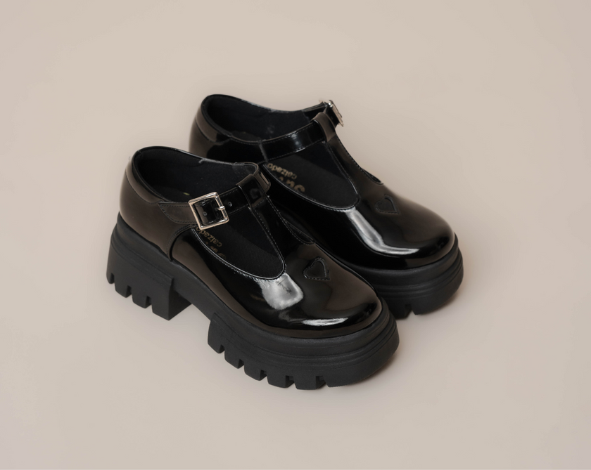 Low Casual School Charol Negro