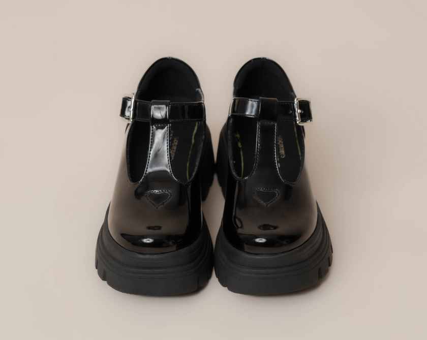 Low Casual School Charol Negro