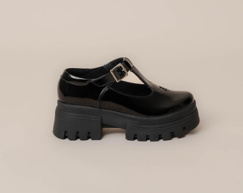 Low Casual School Charol Negro