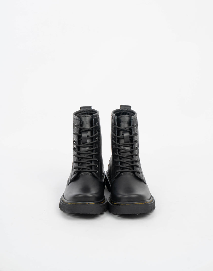 Combat Metal Black Puro Cuero Hilo Amarillo para Hombre