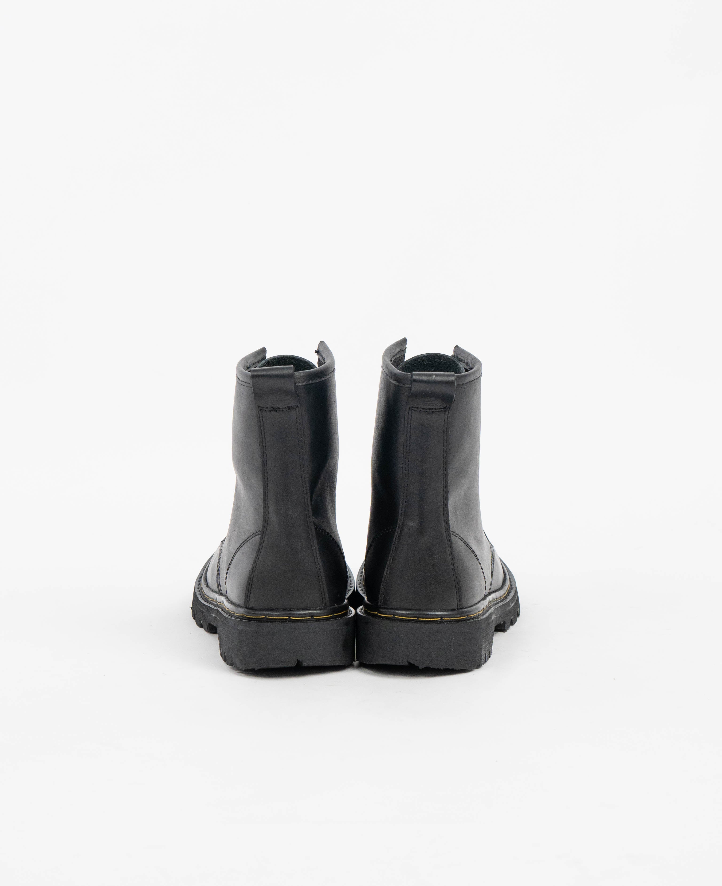 Combat Metal Black Puro Cuero Hilo Amarillo para Hombre