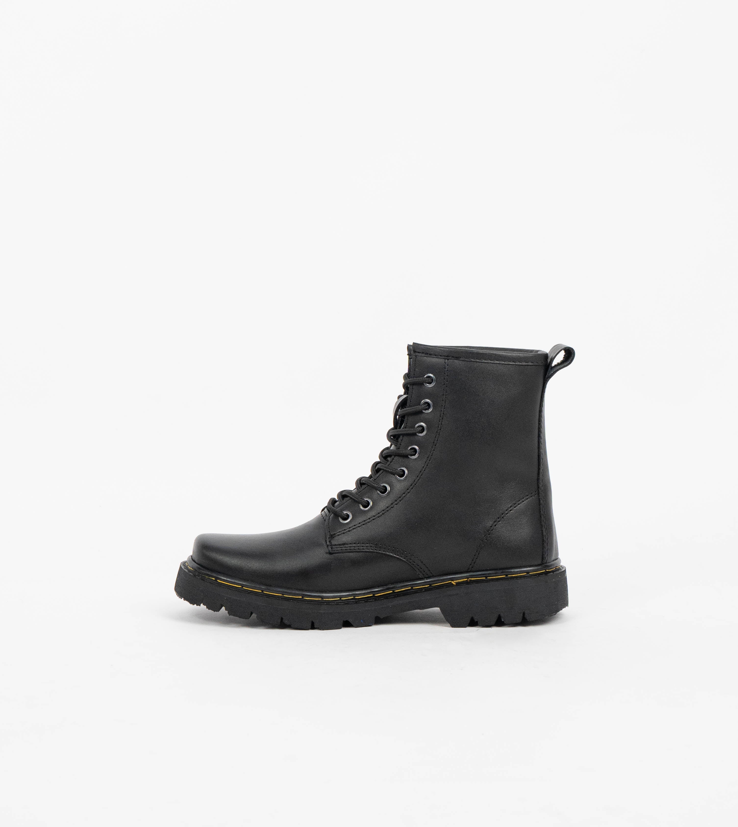 Combat Metal Black Puro Cuero Hilo Amarillo para Hombre