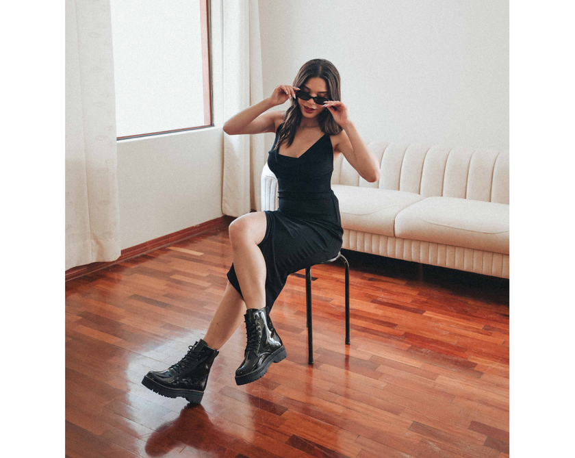 Combat Boots Charol Negro