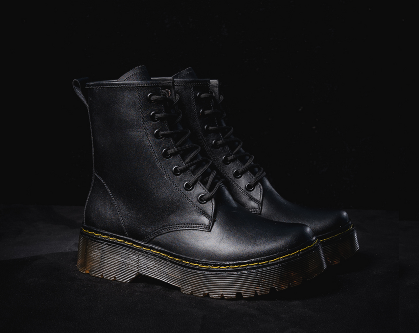 Combat Boots Puro Cuero Sahara Negro