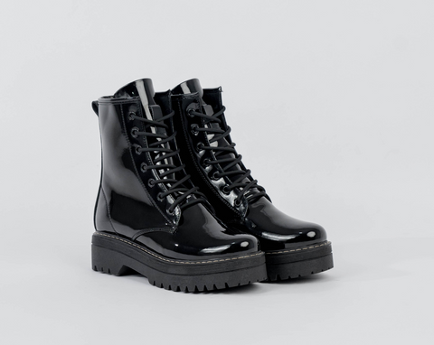 Combat Boots Charol Negro