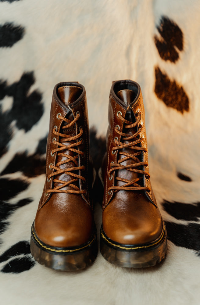 Combat Boots Puro Cuero Retro Camel Martens (Solo un 36)