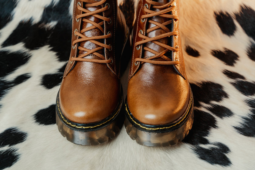 Combat Boots Puro Cuero Retro Camel Martens (Solo un 36)