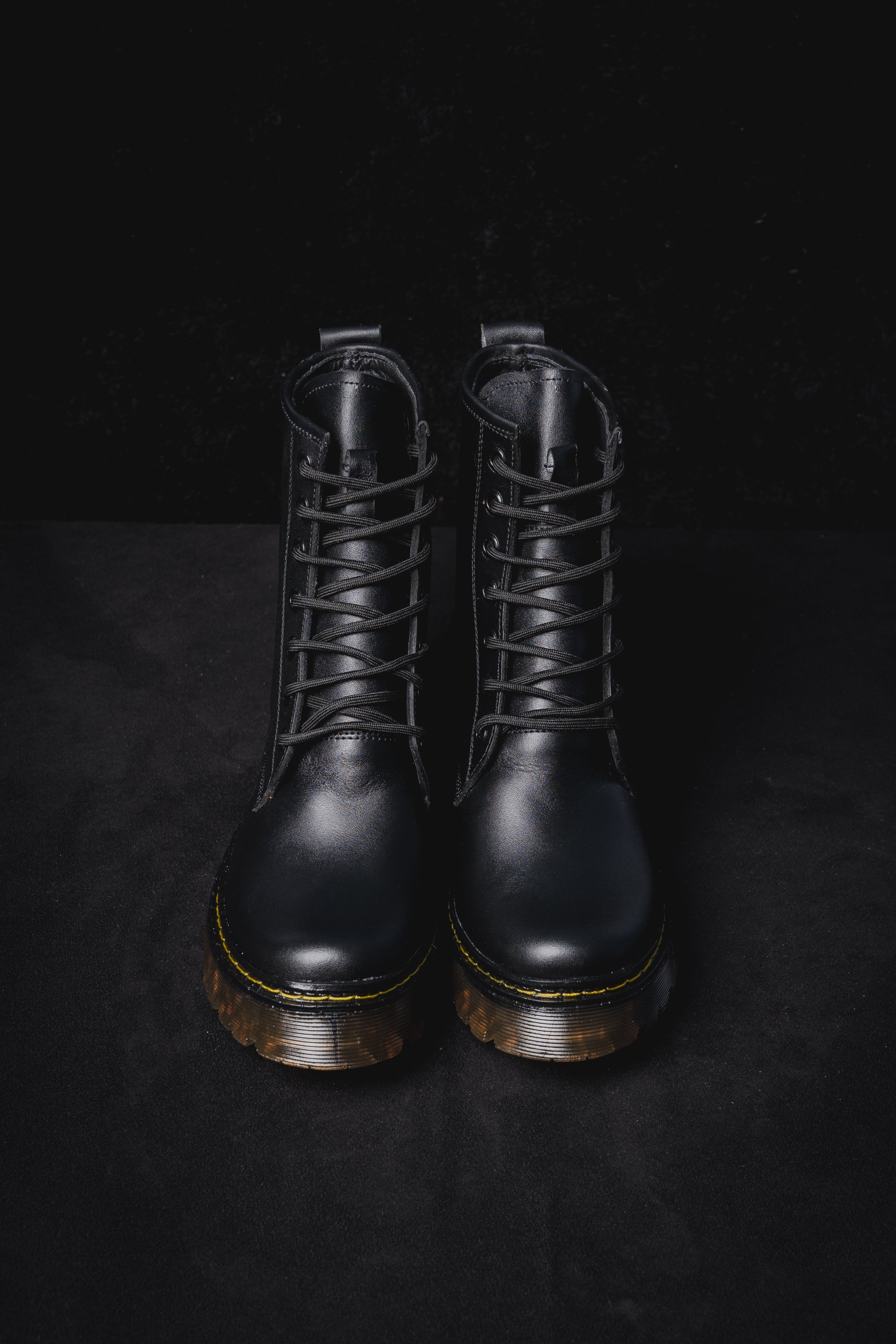 Combat Boots Puro Cuero Sahara Negro